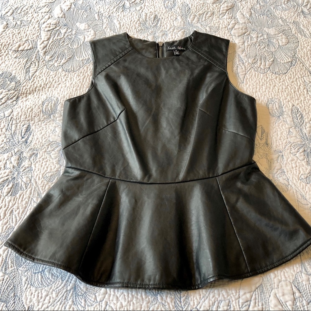 ❌SOLD❌Last Kiss Vegan Leather Peplum Tank